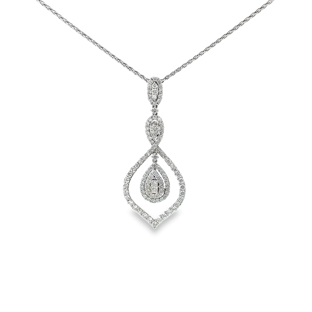 18k White Gold 3.36ct G Si1 Round Diamond Drop Necklace