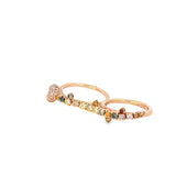 Ladies 18k Rose Gold Multi Color Diamond Snake Ring