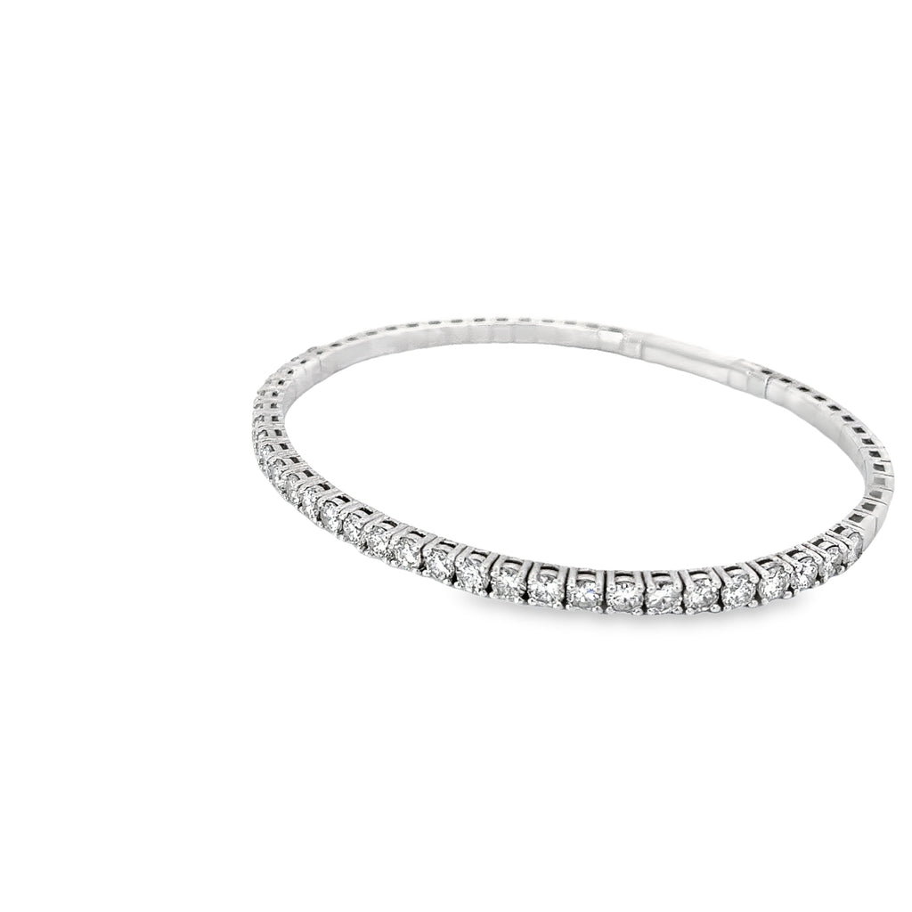 14k White Gold 3.00ct G VS2 Round Diamond Flex Bangle Bracelet
