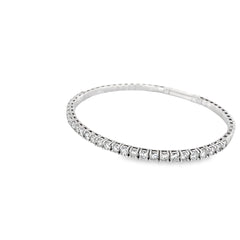 14k White Gold 3.00ct G VS2 Round Diamond Flex Bangle Bracelet