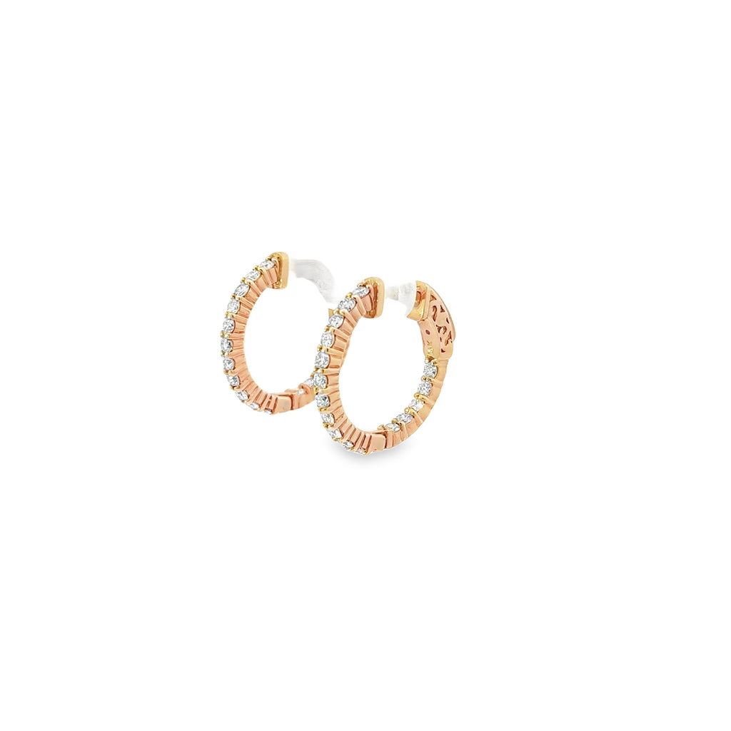14k Rose Gold 1.10ct H VS2 Round Diamond Hoop Earrings