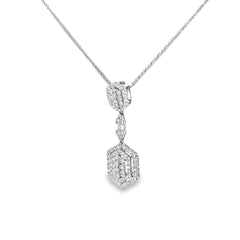 18k White Gold 1.42ct G VS2 Round Diamond Drop Necklace