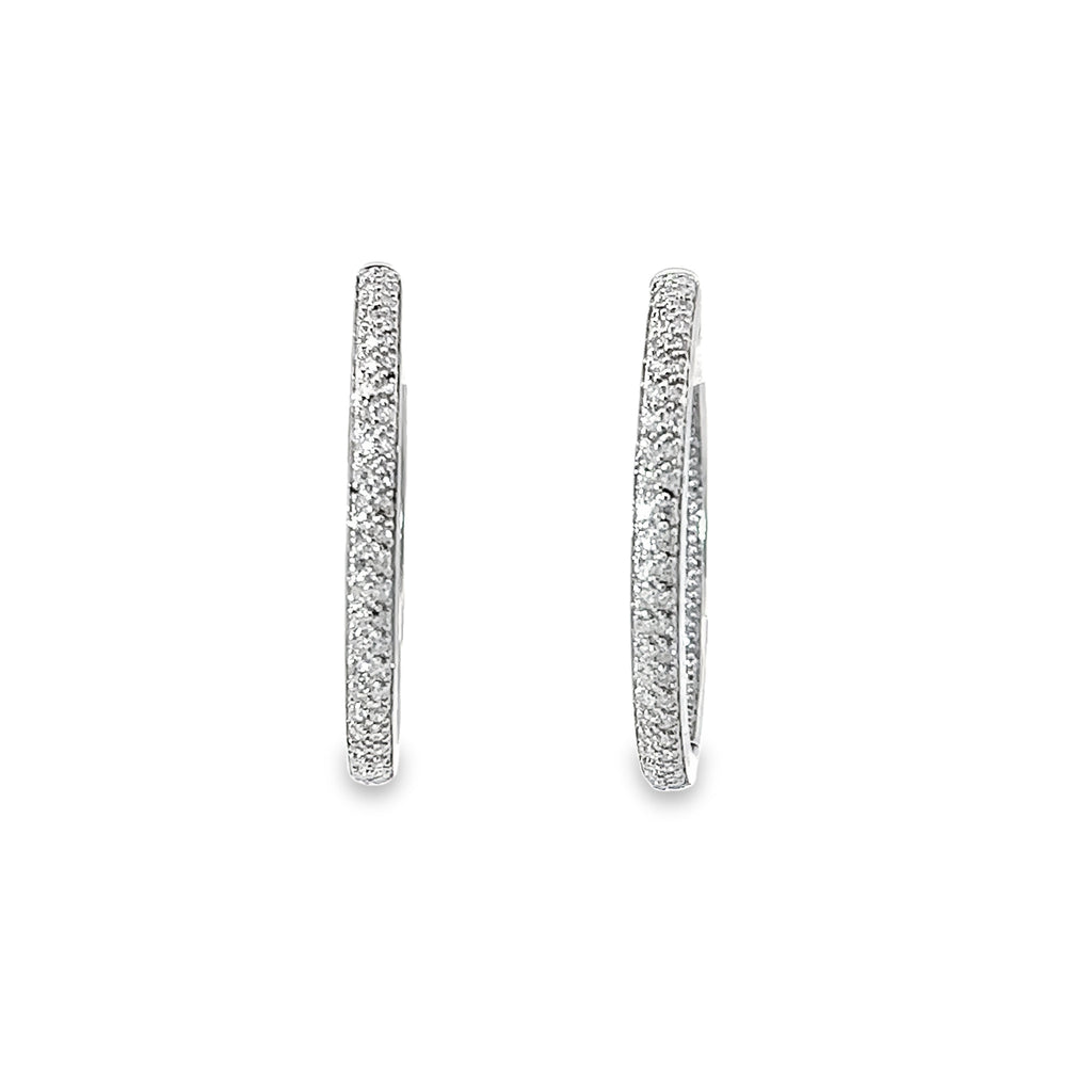 14k White Gold 1.25ct G SI1 Round Diamond Hoop Earrings