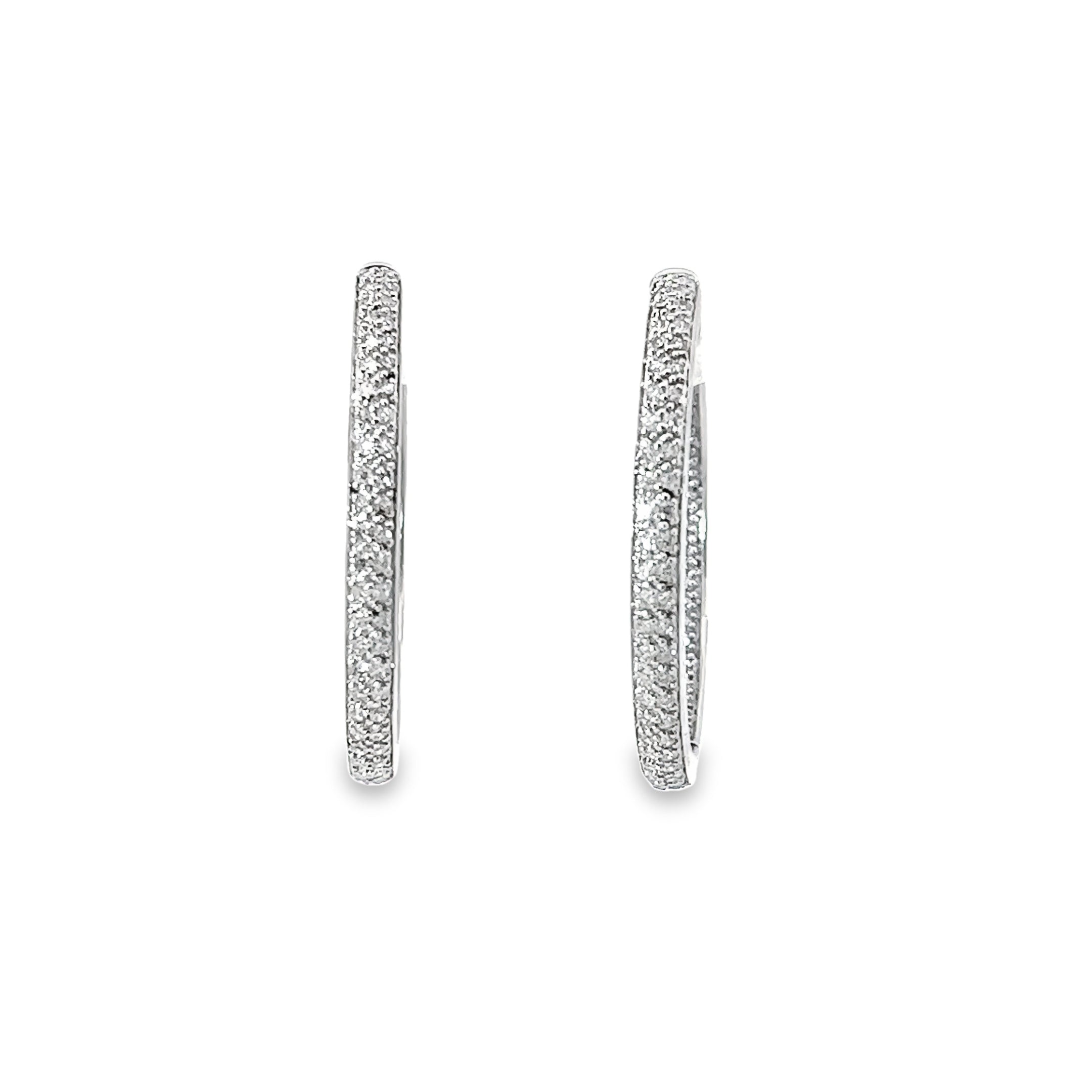14k White Gold 1.25ct G SI1 Round Diamond Hoop Earrings