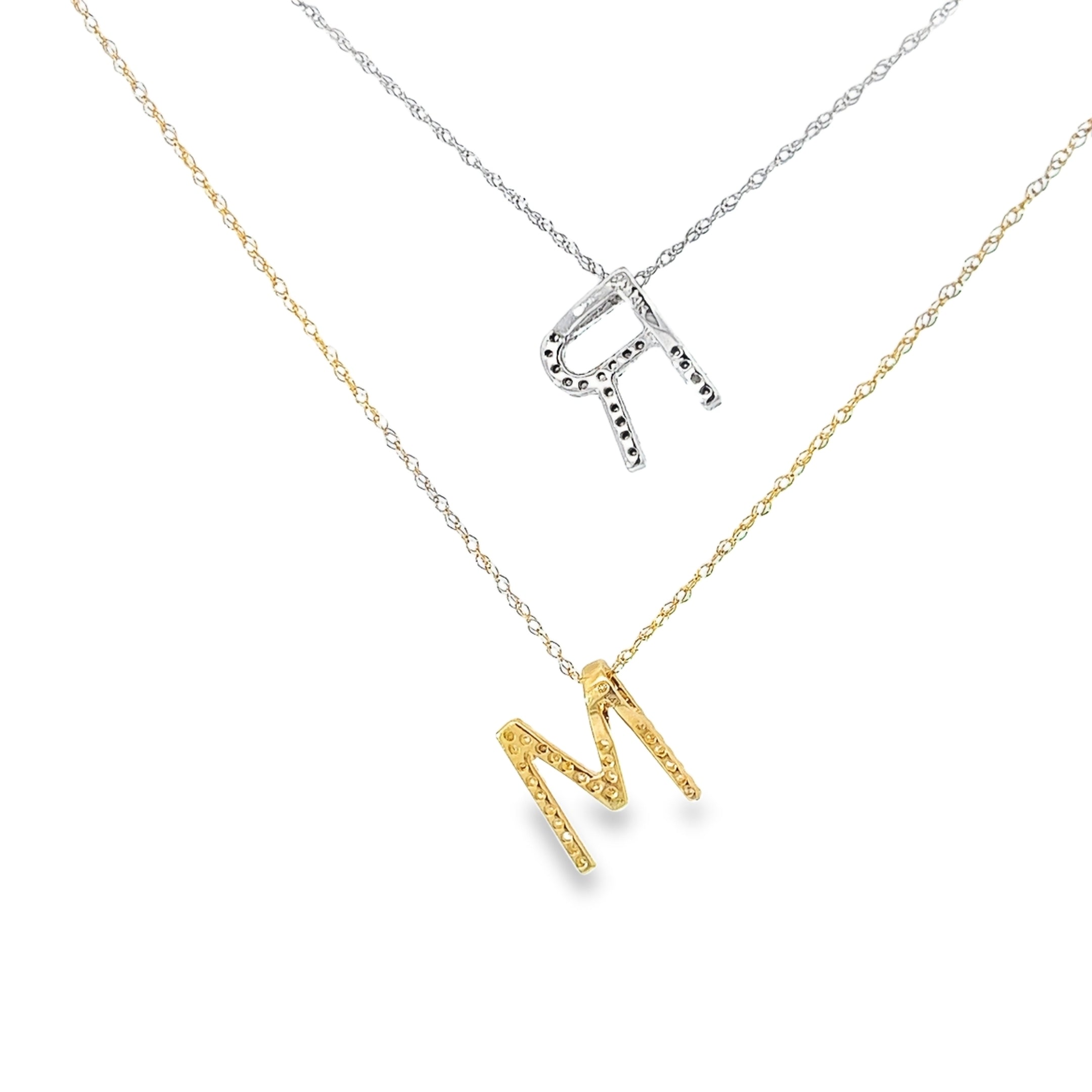 14k White Gold  .20ct G SI1 Diamond Initial Pendant