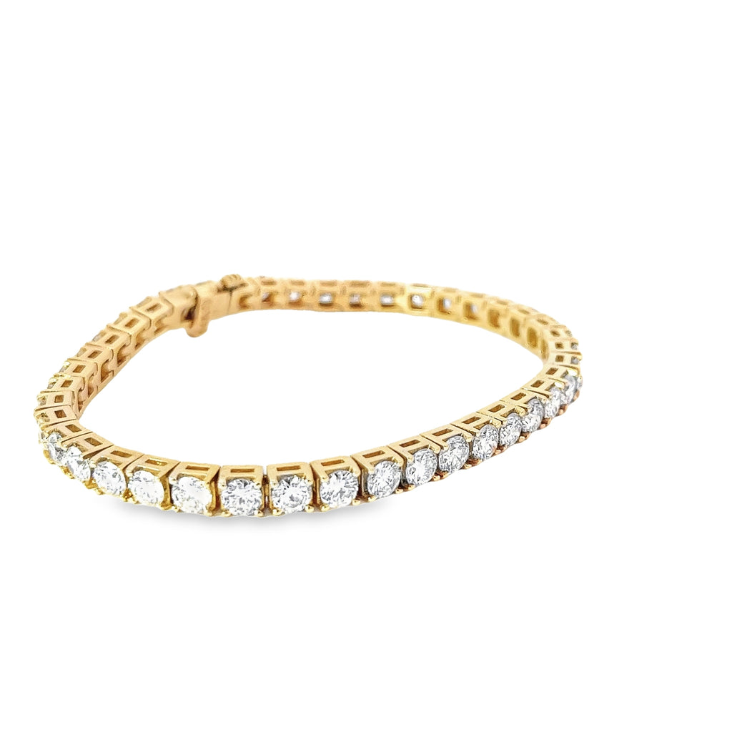 14k Yellow Gold 10.10ct F VS2 Round Diamond Tennis Bracelet