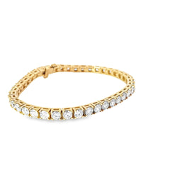 14k Yellow Gold 10.10ct F VS2 Round Diamond Tennis Bracelet