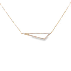 14k Rose Gold .18ct G SI1 Round Diamond Triangle Necklace