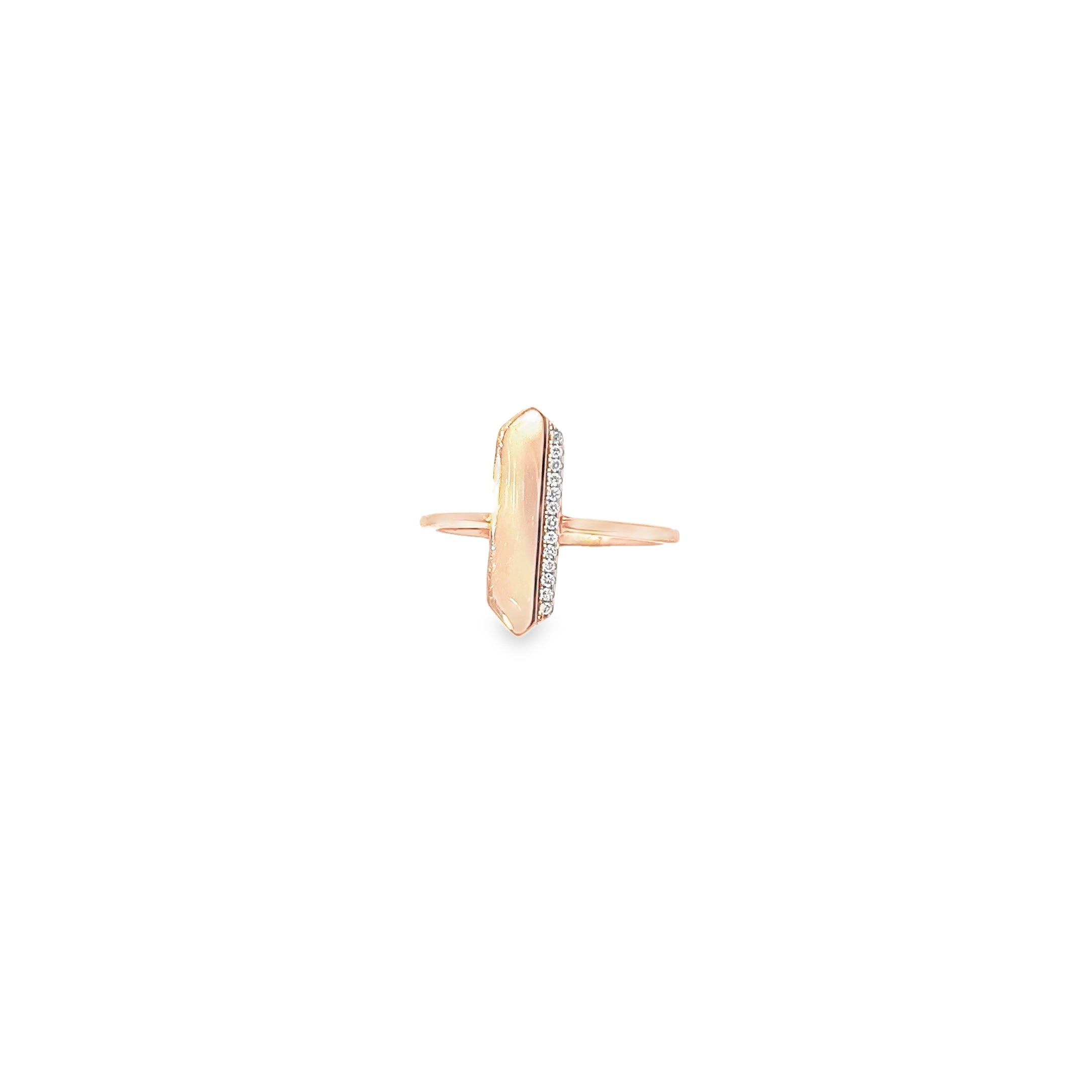 14k Rose Gold .05ct G SI1 Round Diamond Bar Accented Ring