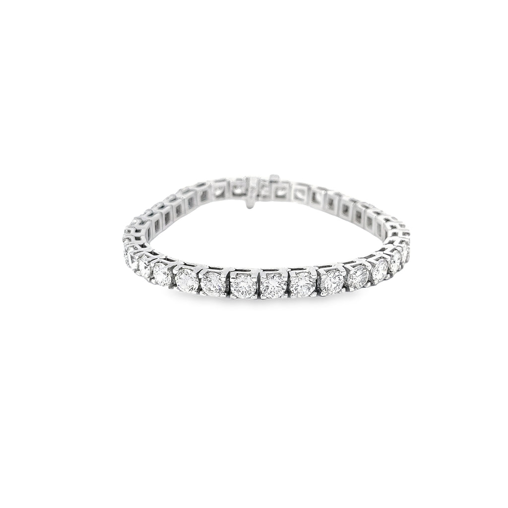 14k White Gold 13.45ct F VS2 Round Diamond Tennis Bracelet