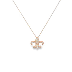 14k Rose Gold .25ct H SI1 Round Diamond Fleur De Lis  Necklace