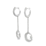 Ladies 14k white gold diamond moon earrings