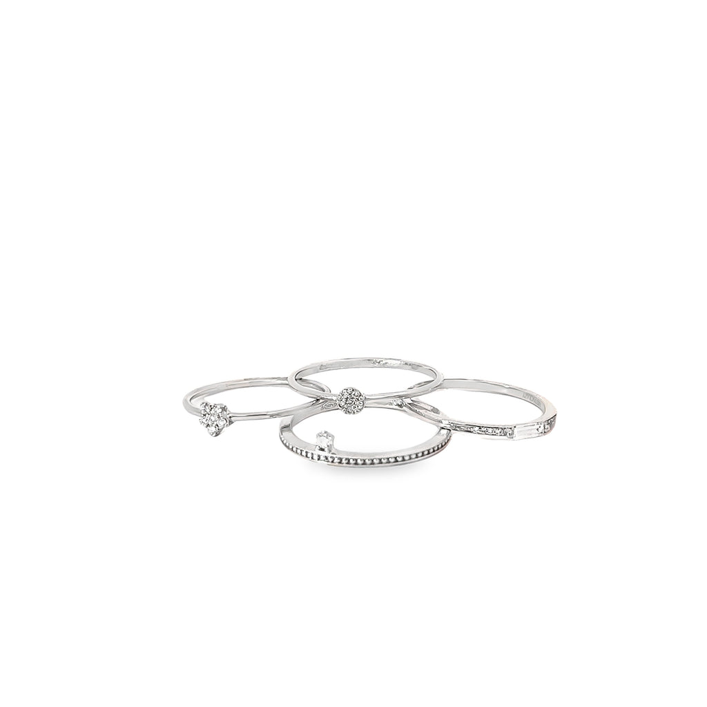 18k white gold .10ct G VS2 Round diamond stackable ring