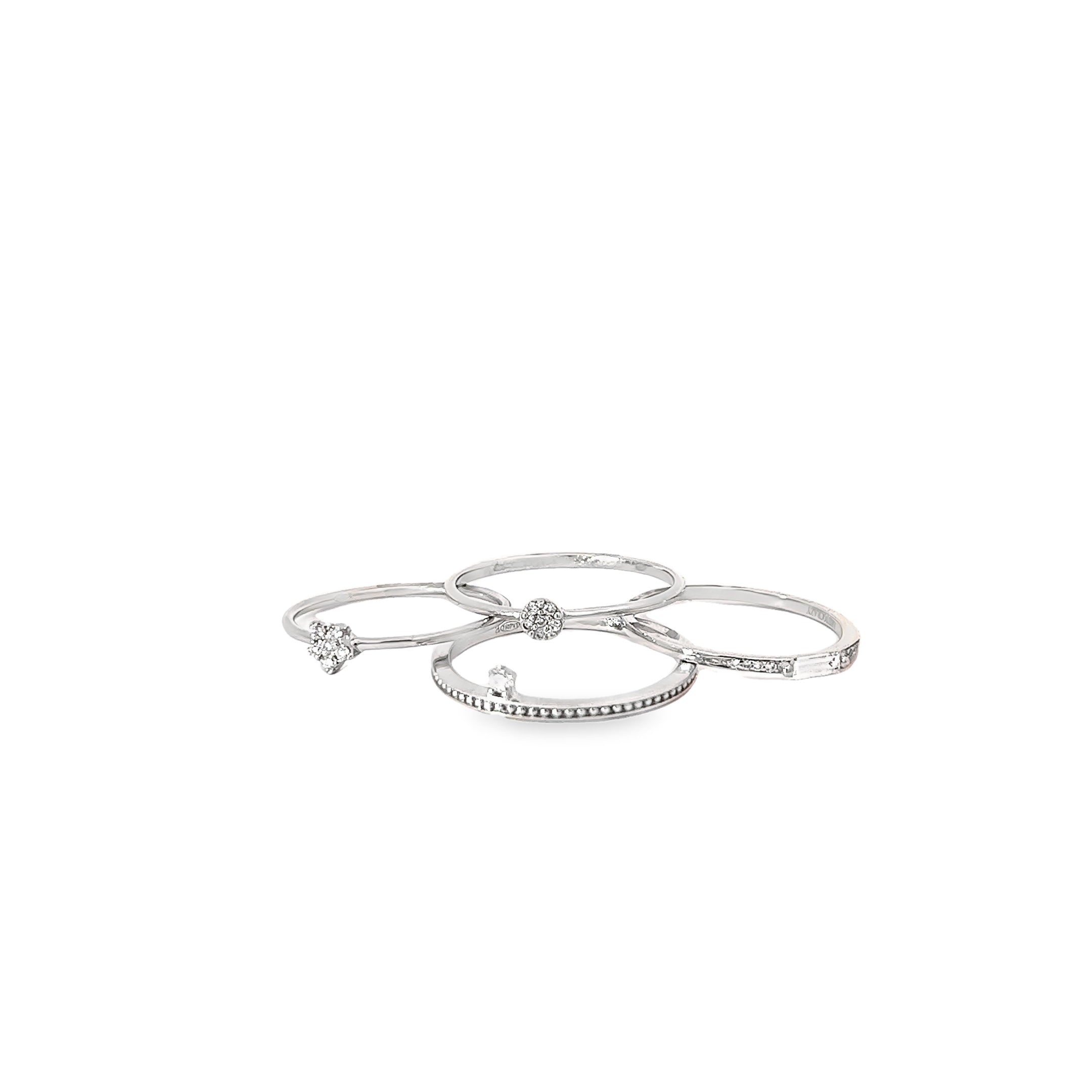 18k white gold .10ct G VS2 Round diamond stackable ring
