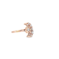 Ladies Vintage 14k rose gold Moon and star diamond ring