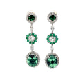 18k White Gold 8.35ct Trapiche Emerald, 1.03ct Old Mine Cut Round Diamond, .95ct Colombian Round Emeralds and .65ct G VS2 Marquise Dangle Earrings