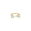 14k Yellow Gold 1.01ct Round /.87ct Pear Shape G SI1 and .78ct G VS2 Open Ring