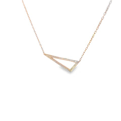 14k Rose Gold .18ct G SI1 Round Diamond Triangle Necklace