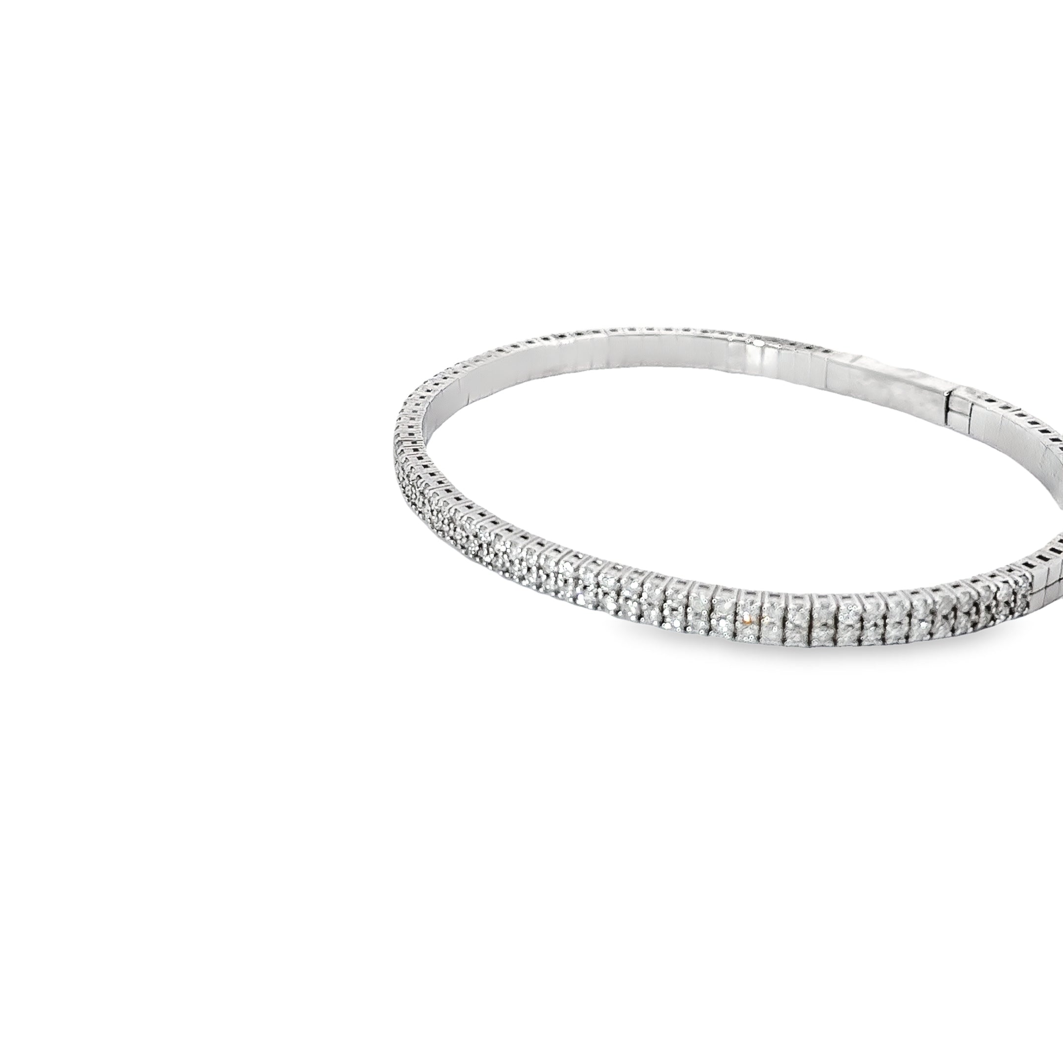 14k White Gold 2.00ct G SI1 Round Diamond Flex Bangle Bracelet