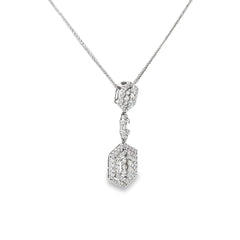 18k White Gold 1.42ct G VS2 Round Diamond Drop Necklace