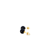 18K YELLOW GOLD NAVY BLUE SPARKLY STUD EARRING 8MM