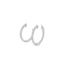 14k White Gold .65ct G VS2 Round Diamond Inside-outside hoop earrings