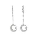 14k White Gold .75ct F VS2 Round Diamond Dangle Moon and Star Earrings