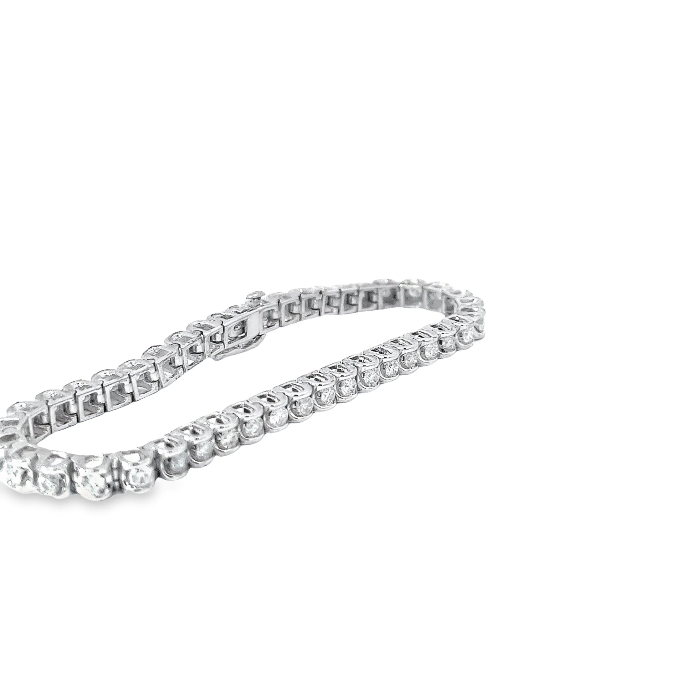 14K WHITE GOLD 5CT GSI1 ROUND DIAMOND TENNIS BRACELET