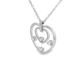Ladies 18K White Gold Diamond Heart Necklace