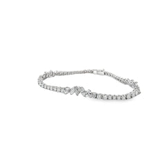 18K White Gold 6.85ct G VS2 Pear Shape, Marquise Shape and Round  Diamond Tennis Bracelet