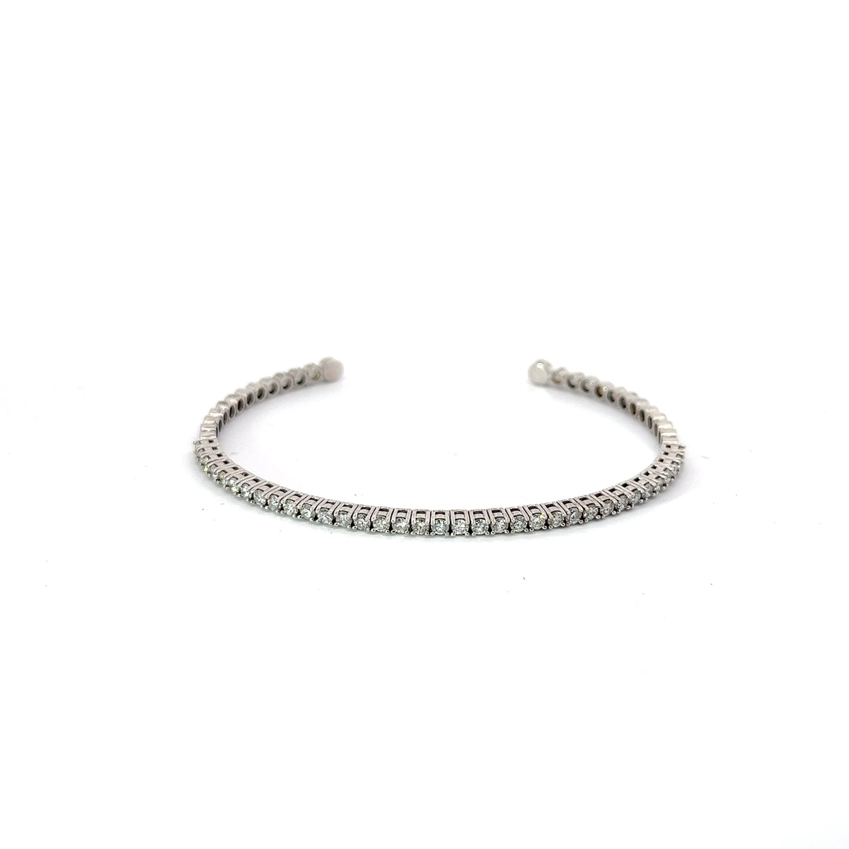 Ladies 14k White Gold Diamond Cuff Bracelet