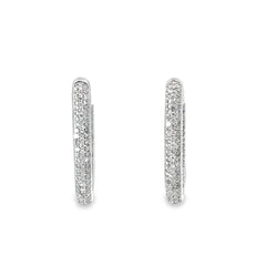 18k White Gold 1.50ct G VS2 Round Diamond Hoop Earrings