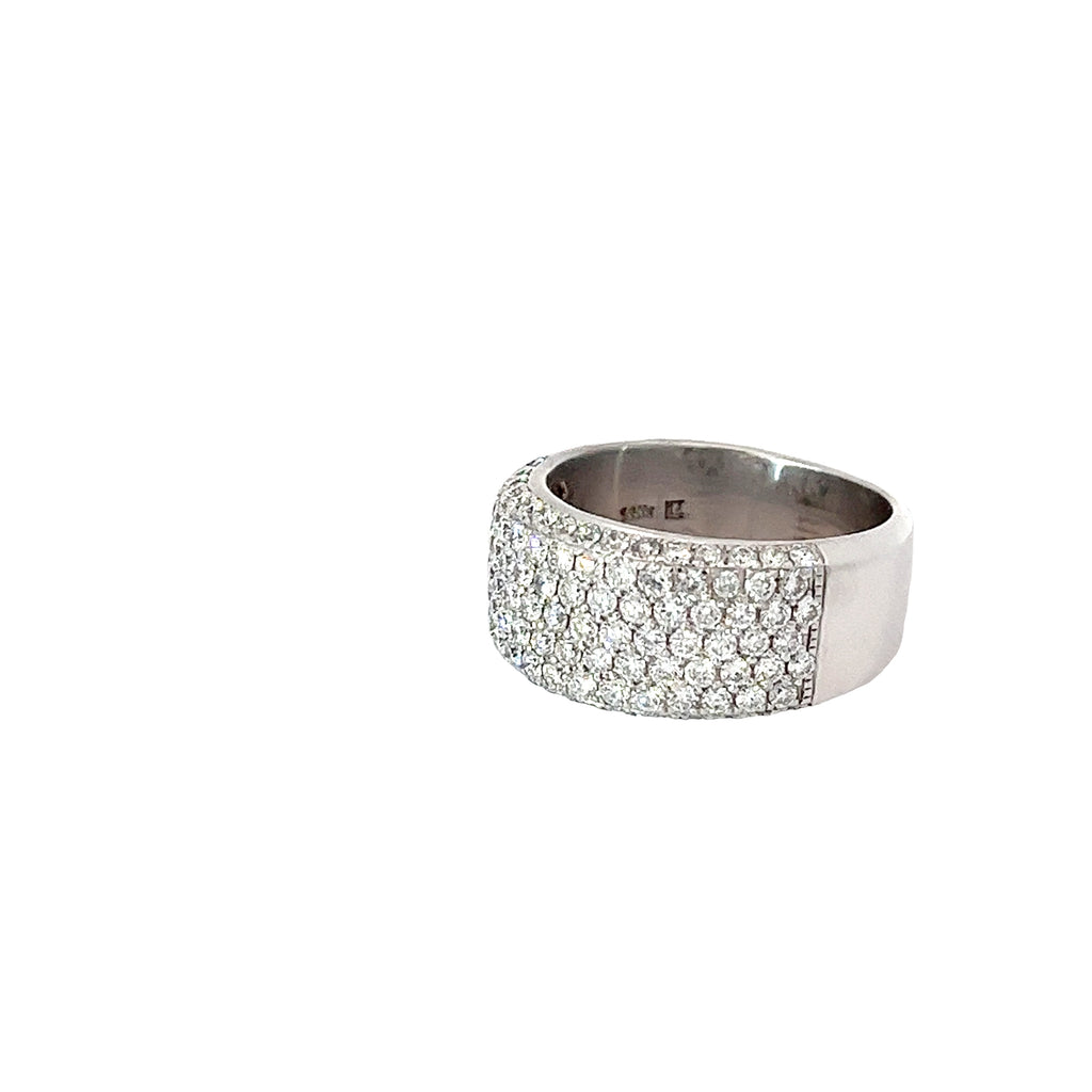 14k White Gold F VS2 5 Row Diamond Side Set Ring Size 8