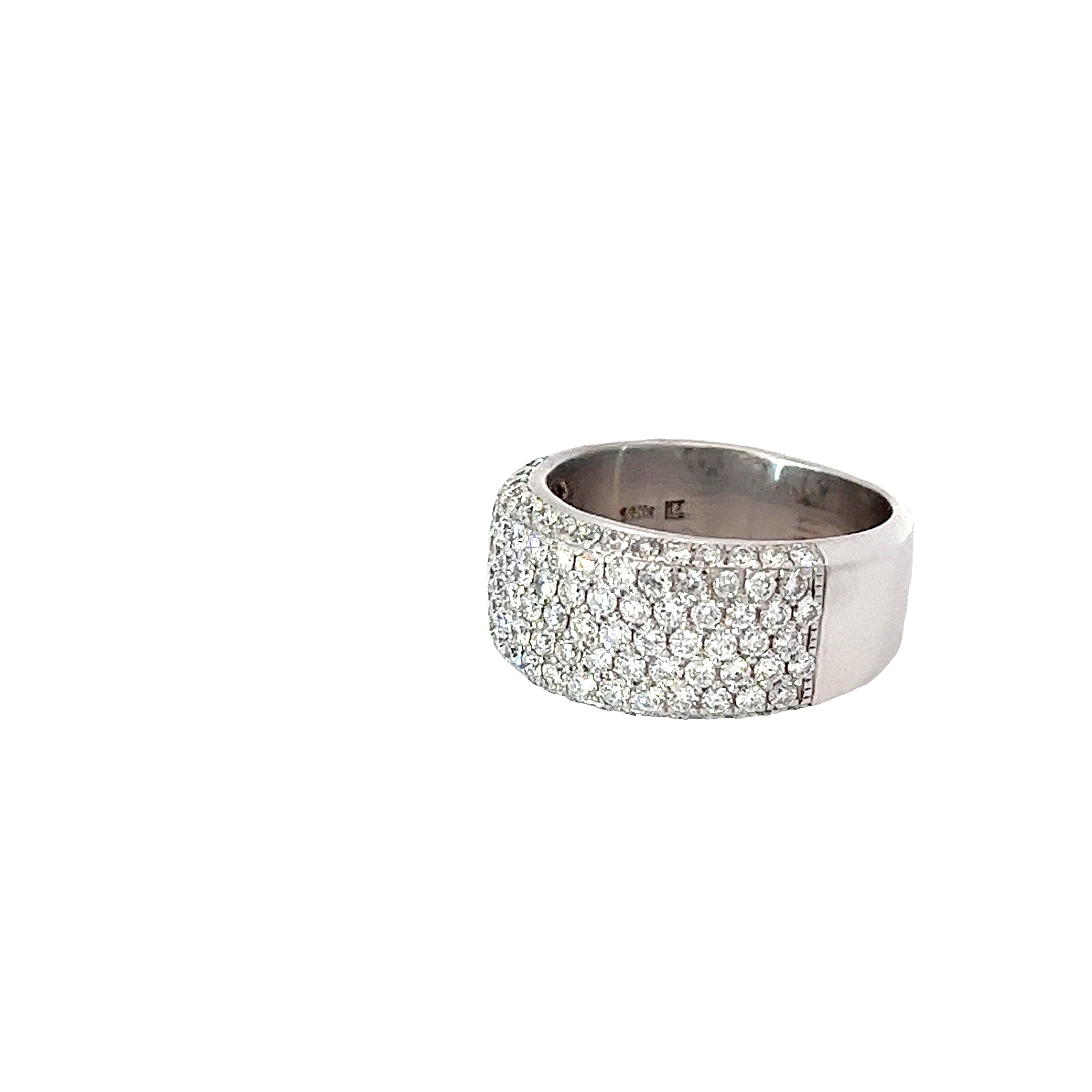 14k White Gold F VS2 5 Row Diamond Side Set Ring Size 8