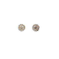 14k Yellow Gold 1.50ct Champagne and Chocolate Round Diamond Total Weight Stud Earrings