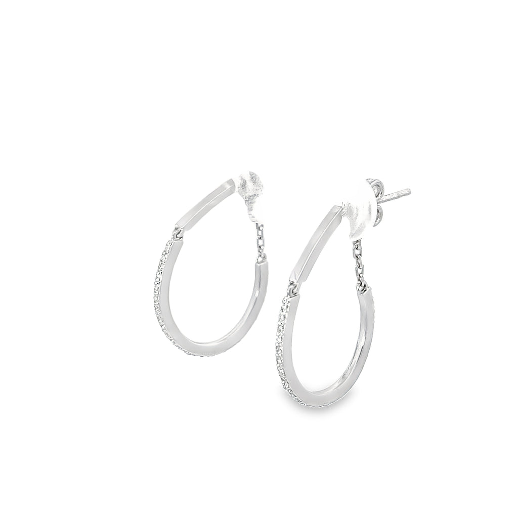 14K WHITE GOLD .38CT GVS2 DIAMOND HOOP EARRINGS