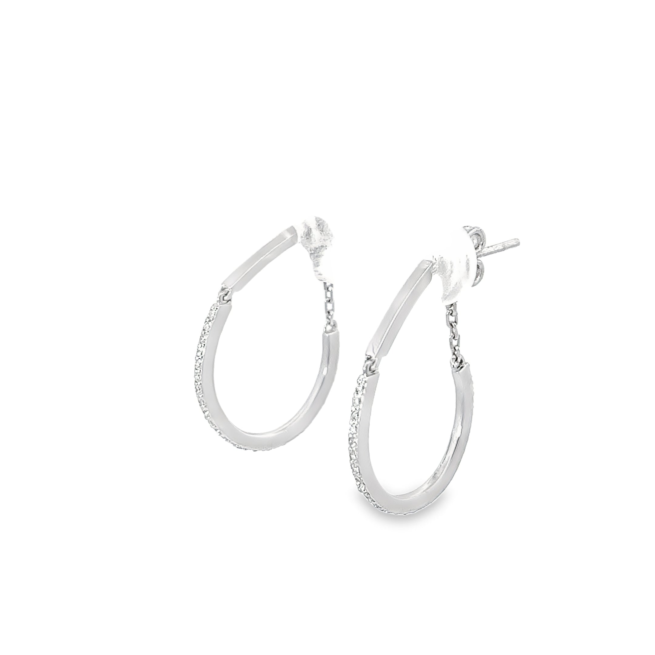 14K WHITE GOLD .38CT GVS2 DIAMOND HOOP EARRINGS