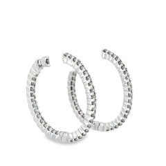 14k White Gold 1.35ct H SI1 Round Diamond inside/out Hoop Earrings