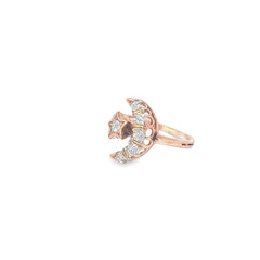 Ladies Vintage 14k rose gold Moon and star diamond ring