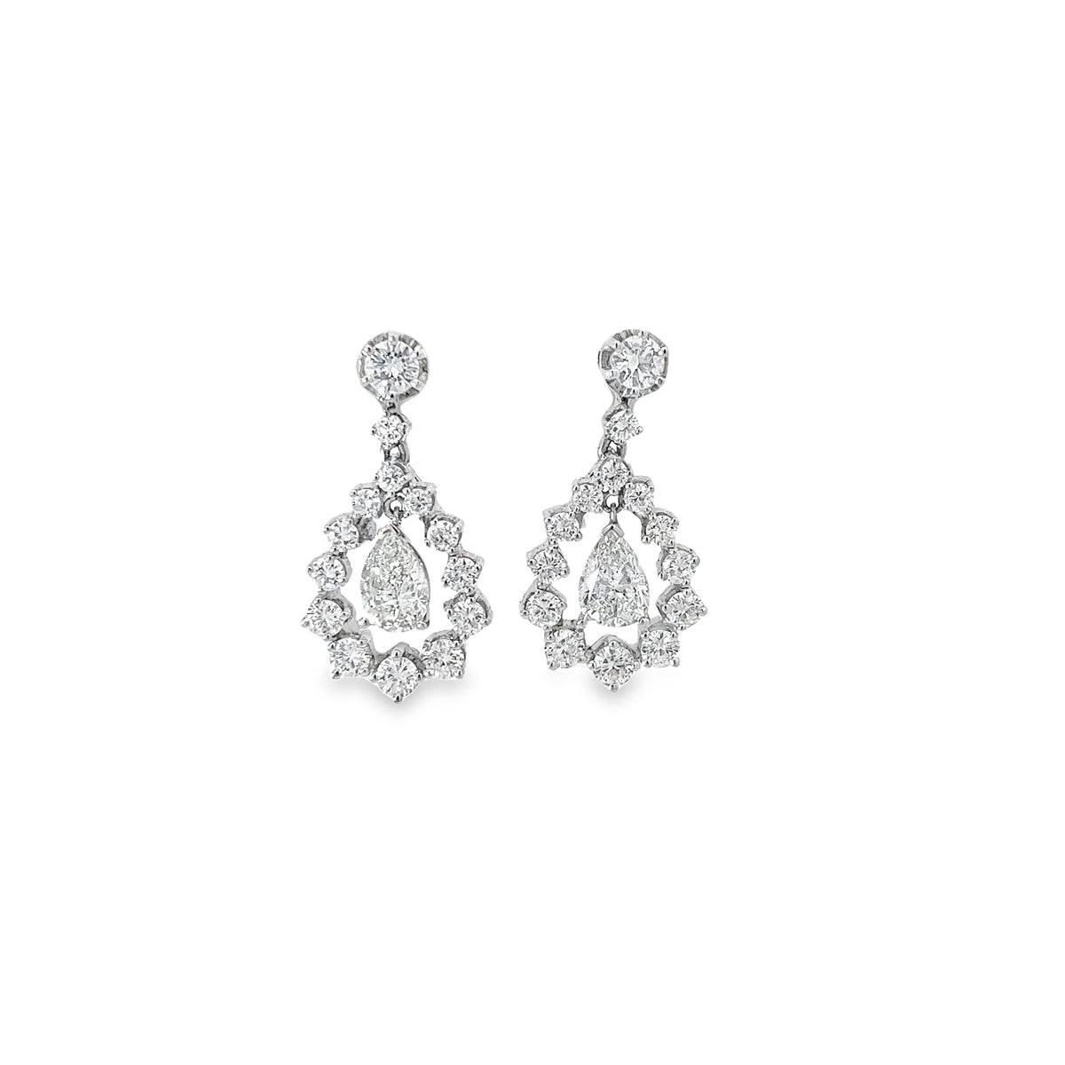 Ladies 18k White Gold Ladies Diamond Pear Drop Earrings