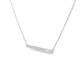 Ladies 14k white gold diamond bar necklace