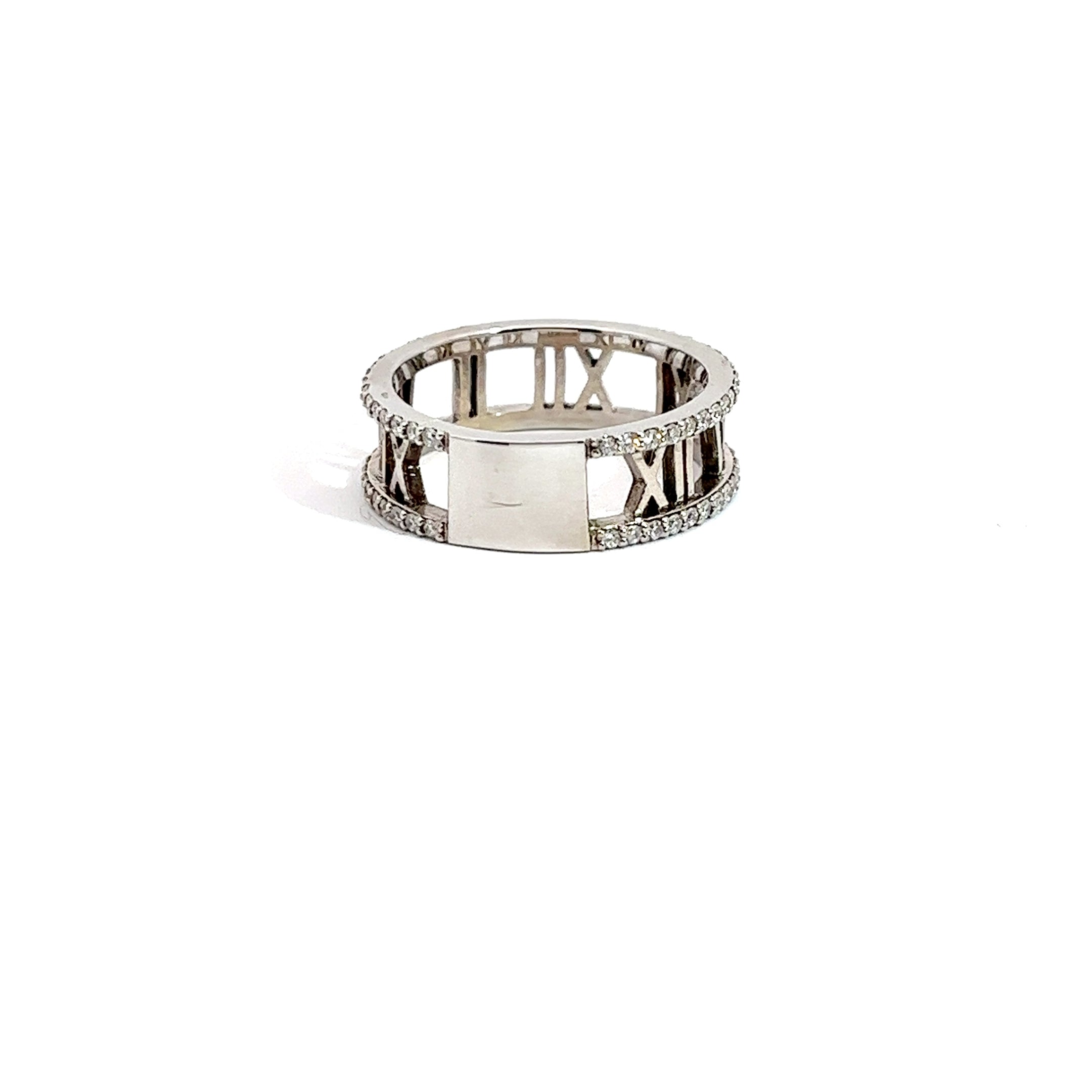 18k White Gold .85ct G SI1 Round Diamond Roman Numeral Ring