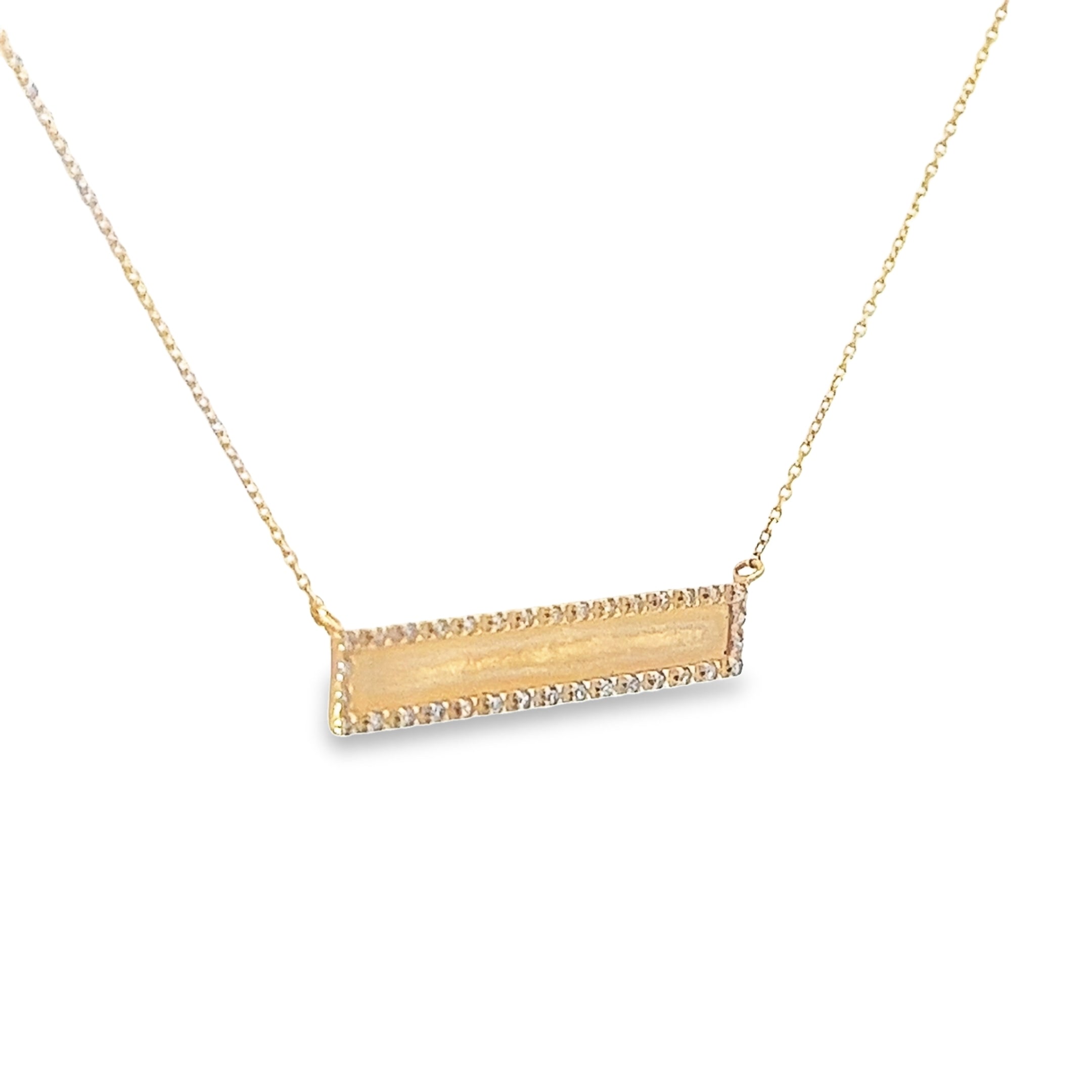 Ladies 14k yellow gold diamond Bar necklace