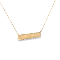 14k Yellow Gold .15ct G SI1 Round Diamond  ID Bar Necklace