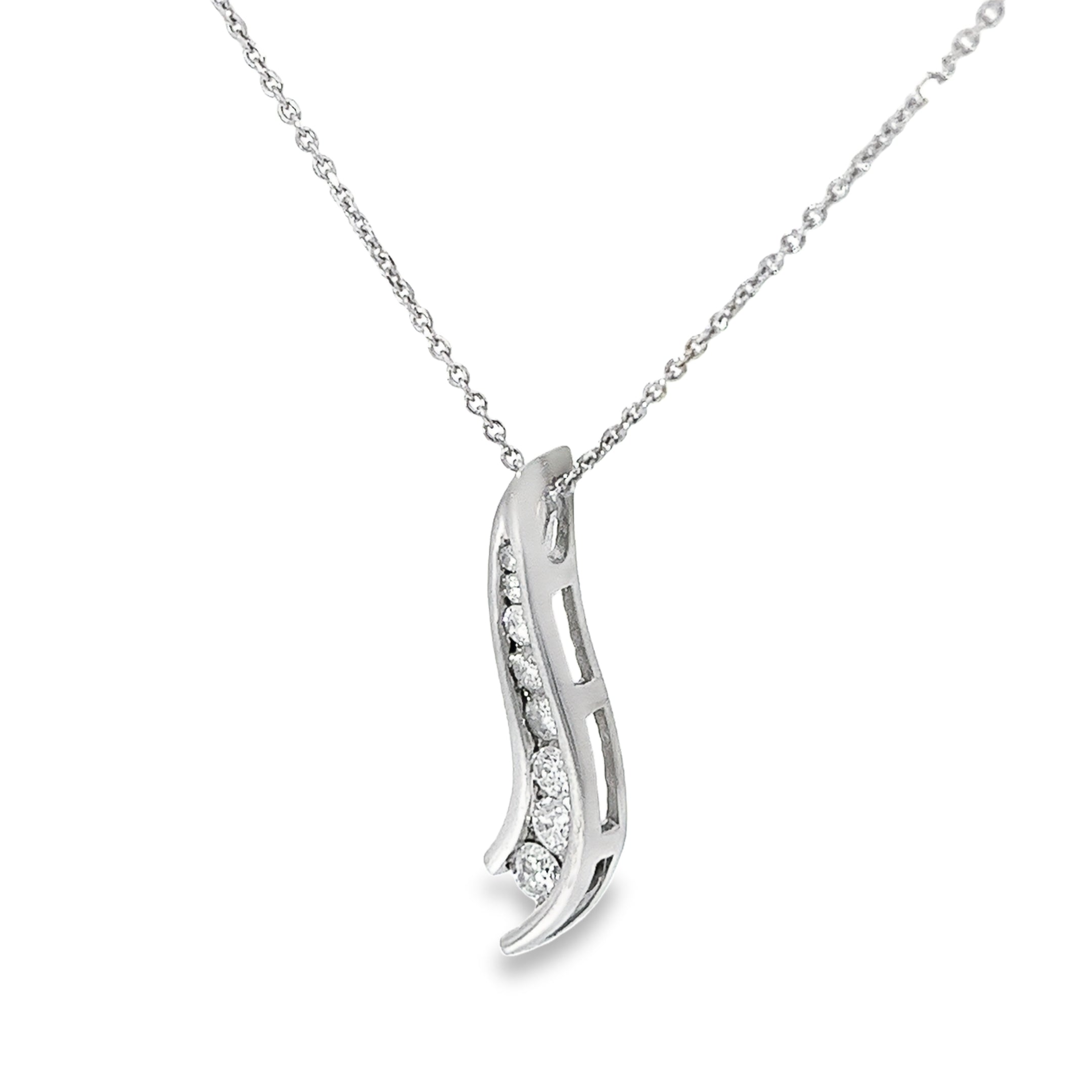 14k Rose Gold .50ct H SI2 Round Diamond Journey Necklace