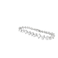 18K White Gold  10.68CT F G VS2 MULTIPLE OVAL, MARQUISE, EMERALD CUT AND PEAR SHAPE BRACELET