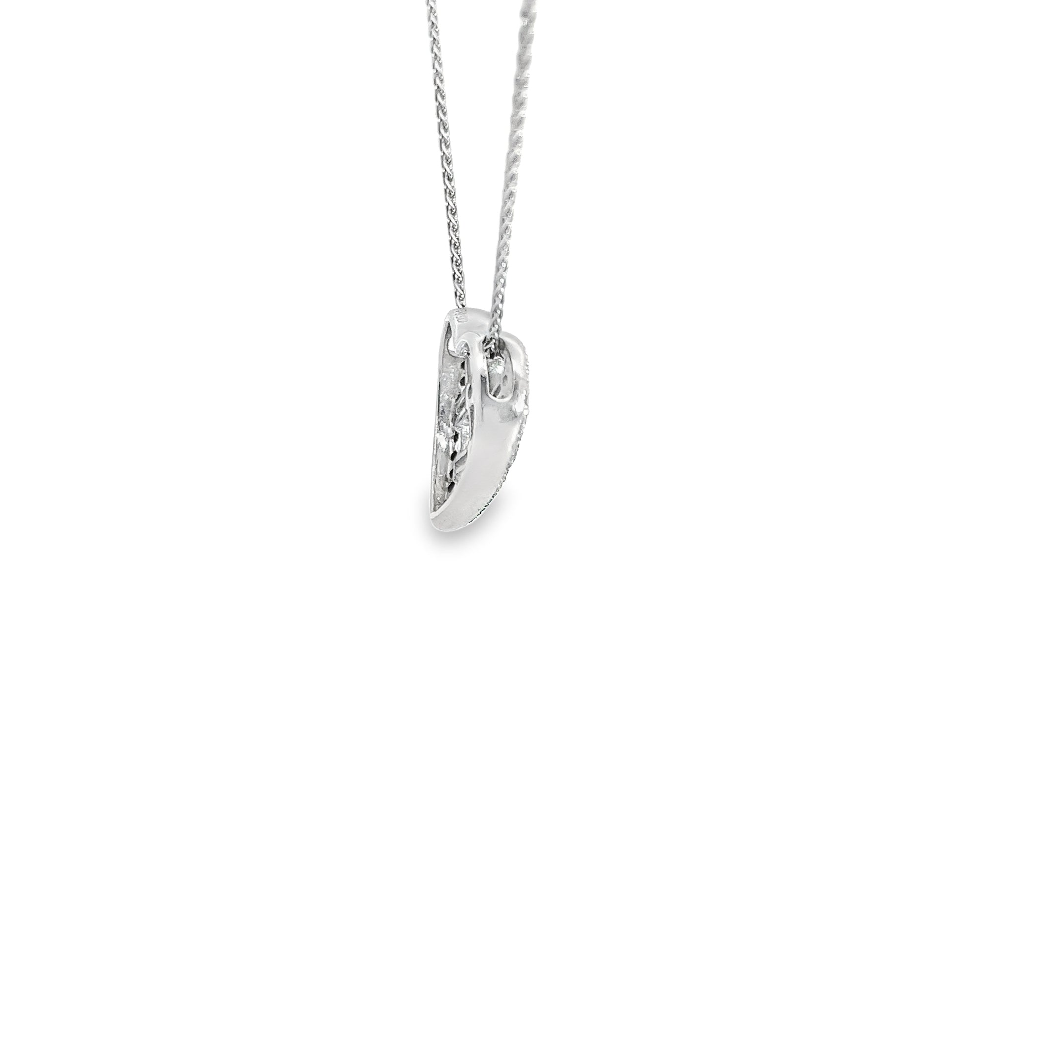 Platinum 1.13ct F VS2 Round and Baguette Diamond Heart Necklace