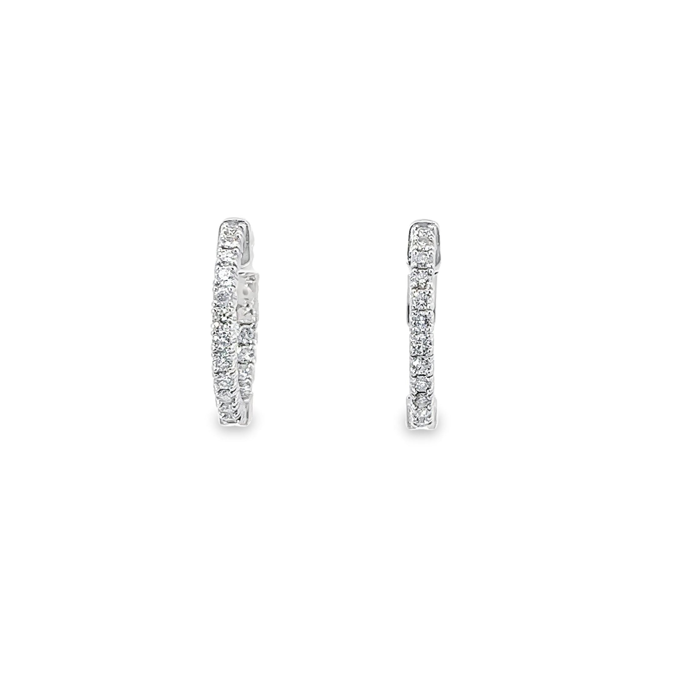 Ladies 14k white gold Diamond Inside-Outside Hoop earrings