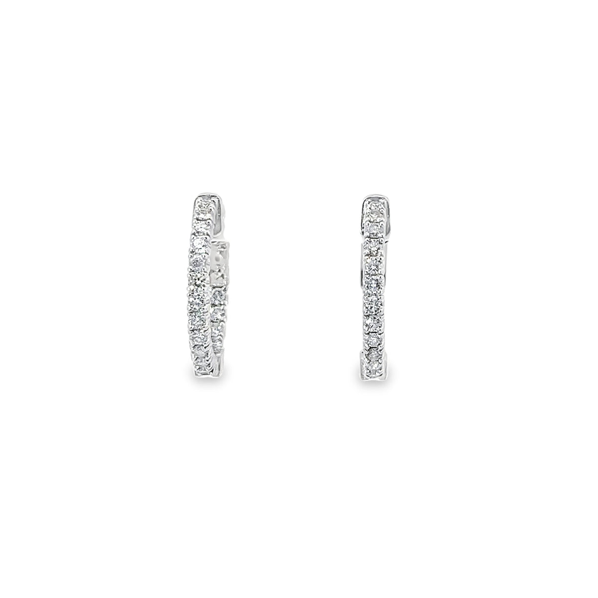 Ladies 14k white gold Diamond Inside-Outside Hoop earrings