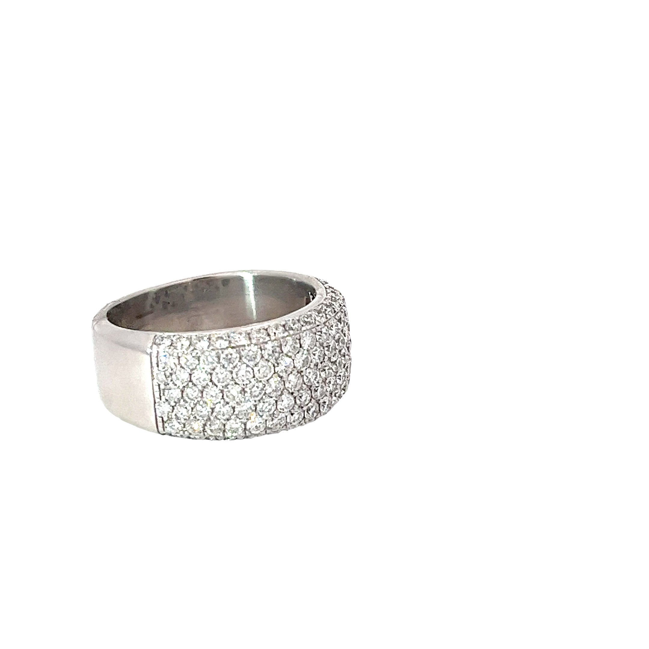 14k White Gold F VS2 5 Row Diamond Side Set Ring Size 8